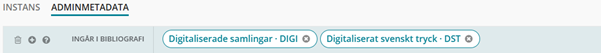 DIGI och DST i Libris katalogisering.