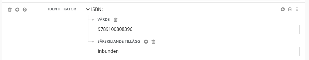 Särskiljande tillägg i Libris katalogisering.