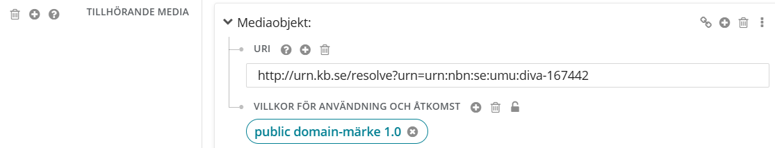 Creative Commons-licens under Villkor för användning och åtkomst, i Libris katalogisering