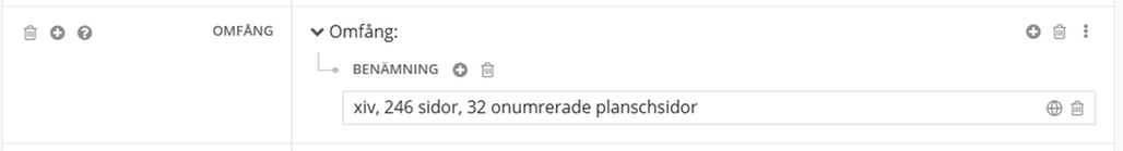 Omfång i Libris katalogisering.