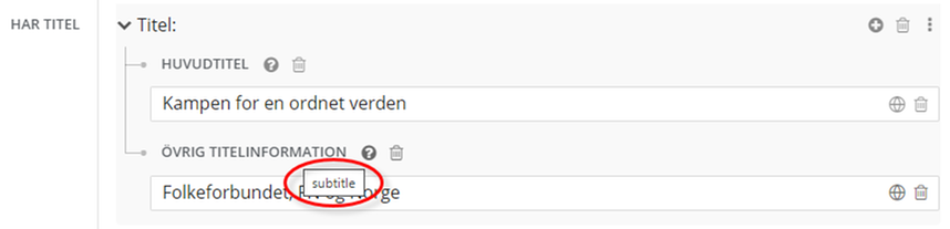 Exempel på Övrig titelinformation/subtitle