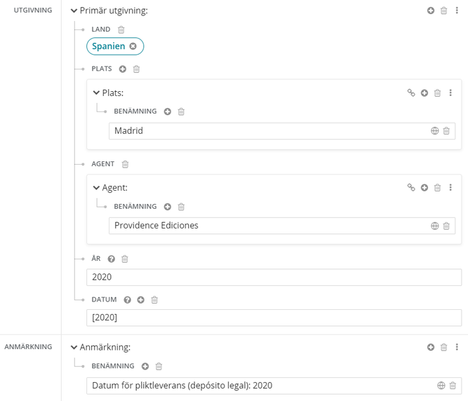 Exempel på hur pliktleveransdatum anges i spanska publikationer