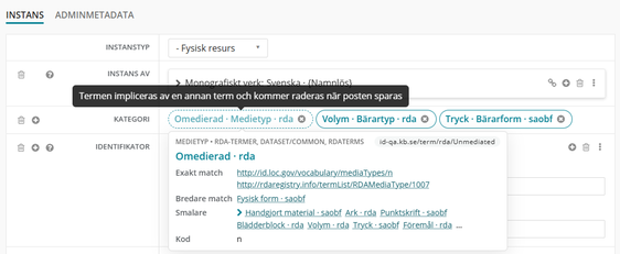 varning om att bredare termer raderas