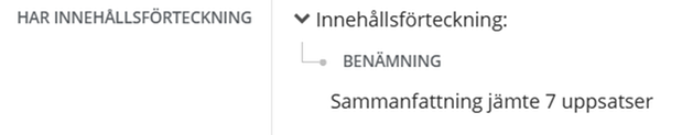 Sammanläggningsavhandlingar med delvis genomgående paginering - innehållsförteckning