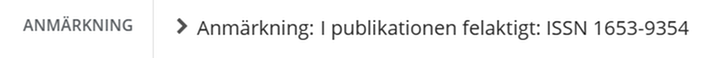 Anmärkning: I publikationen felaktigt