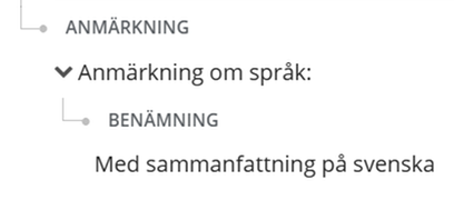 Anmärkning om språk