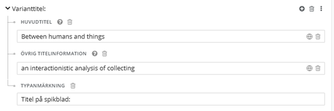 Varianttitel - titel från spikanmärkning