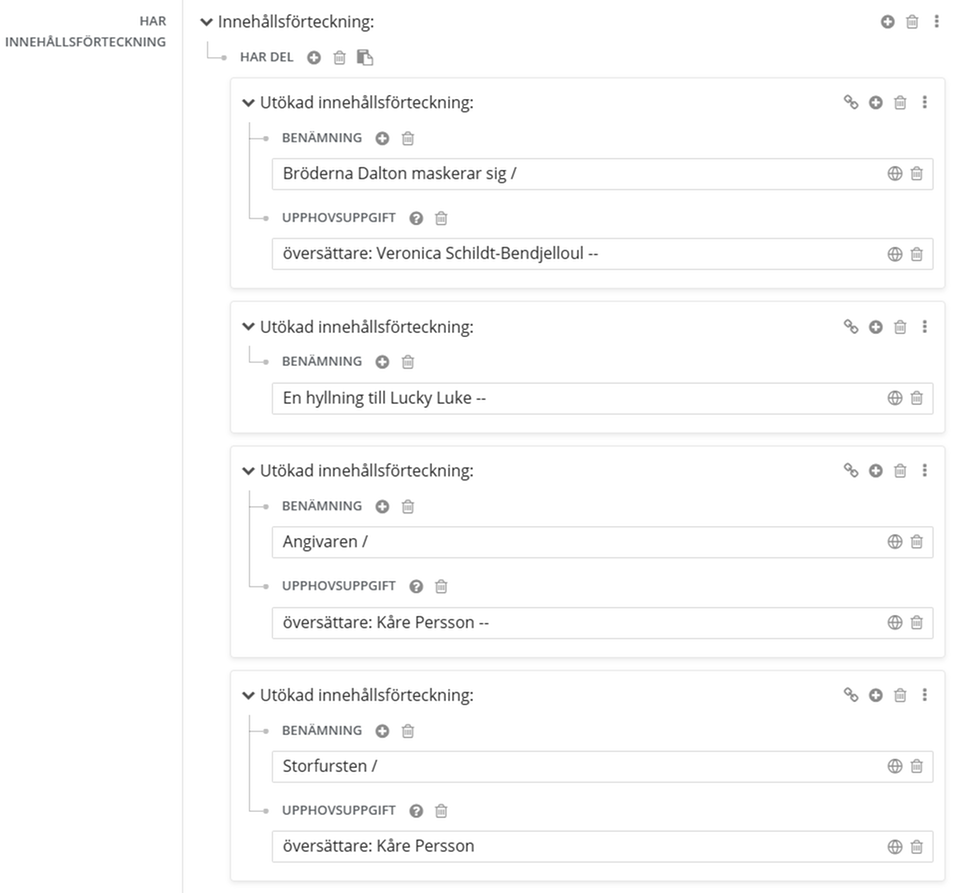 Utökad innehållsförteckning, i Libris katalogisering