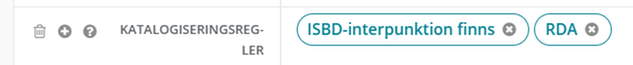 Egenskapen Katalogiseringsregler i Libris katalogisering