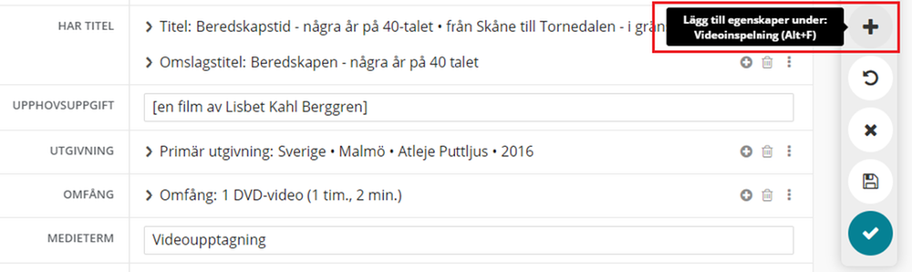 Lägg till egenskaper under Videoinspelning