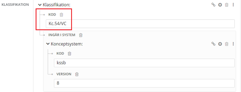 Skriv in SAB-koden under Kod