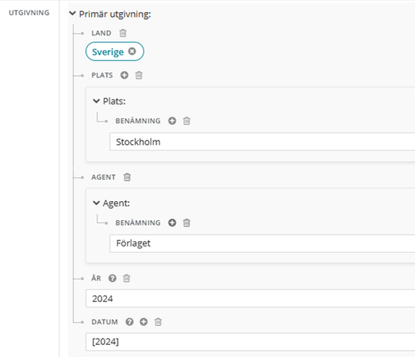 Utgivningstid från annan källa, i Libris katalogisering