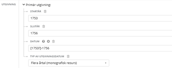 Flerbandsverk med osäkert startår, i Libris katalogisering