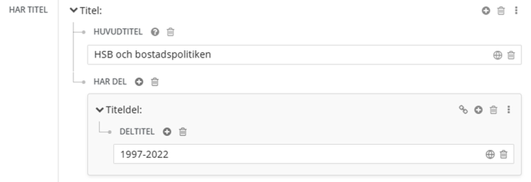 Deltitel som liknar delbeteckning, i Libris katalogisering