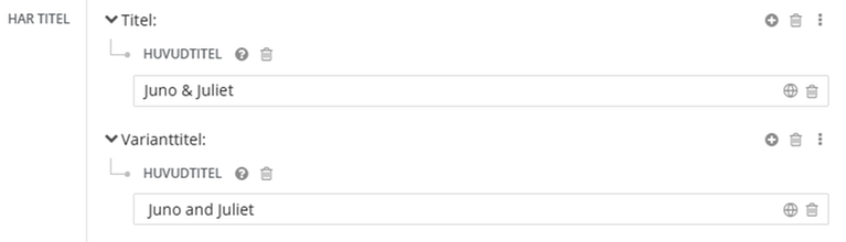 Varianttitel, som innehåller et-tecken, i Libris katalogisering