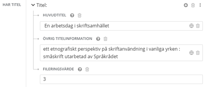 Övrig titelinformation, i Libris katalogisering