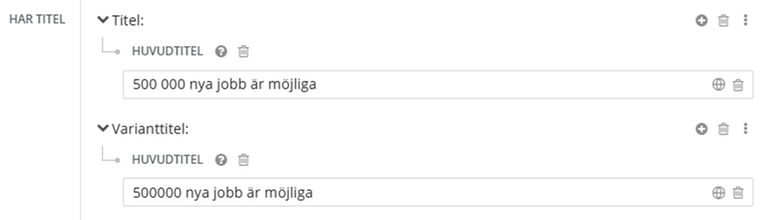 Varianttitel, mångsiffriga tal, i Libris katalogisering